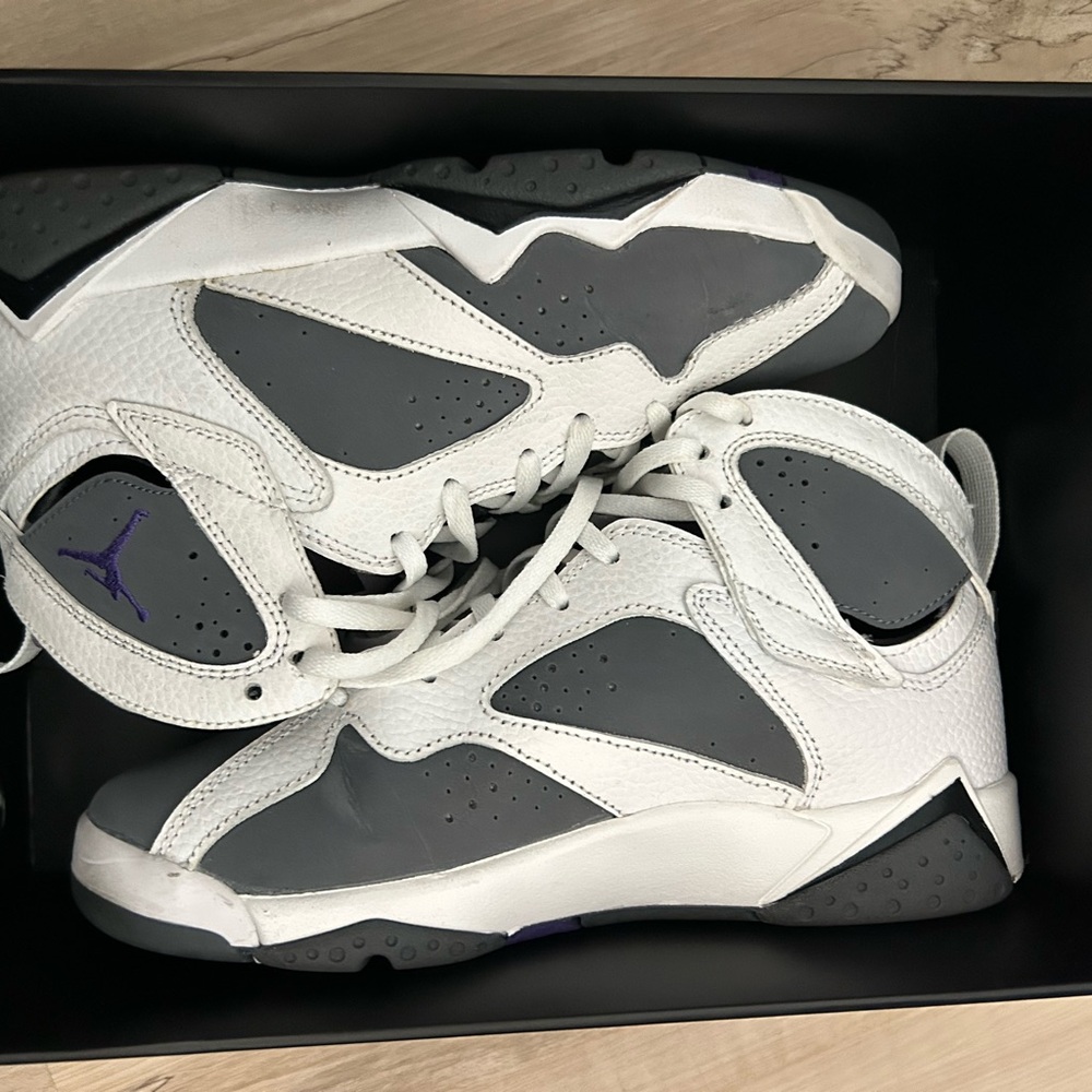 Jordan 7 Kids Sneakers White Gray Purple